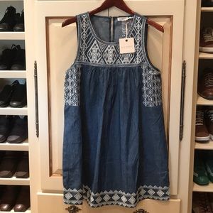 NWT Blu Pepper Denim, Embroidered Dress